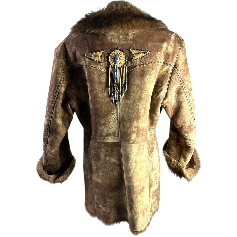 Cripple Creek Leather Penny Lane Western Style Coat Jacket Faux Fur Size XL - Picture 3 of 10